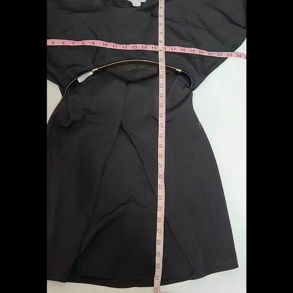 Jessica Simpson Black Dress Overlay Detail Gold Belt Split Shoulder Sleeve Sz 2 - Picture 5 of 5